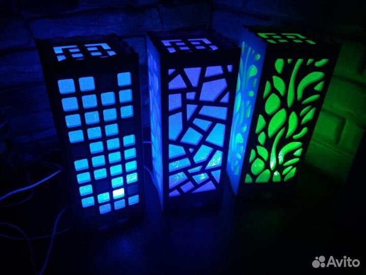 RGB ночник USB резной для интерьера из пвх Ажурный