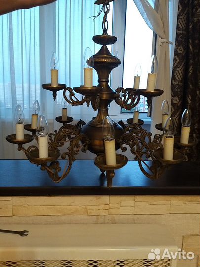 Люстра потолочная югославская бронзовая