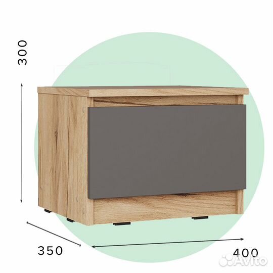 Тумба прикроватная Сити тп-37 Серый Графит/Дуб Кра