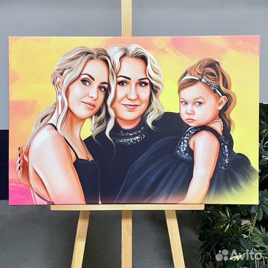 Портрет по фото на холсте