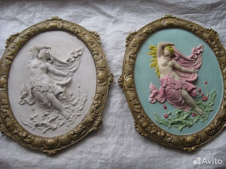 Панно на стену из гипса. Винтаж