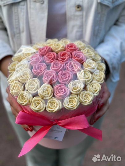 Шоколадные розы сердце 37 шт