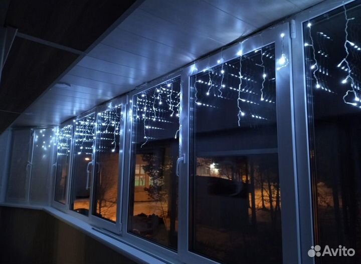 Гирлянда бахрома белый цвет уличная