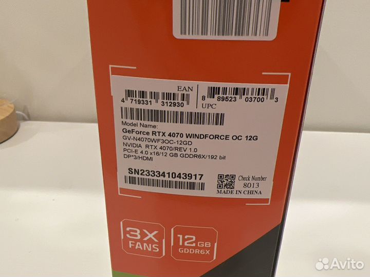 Видеокарта GeForce RTX 4070 рст новая гарантия чек
