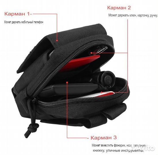 Тактическая поясная сумка (черная)