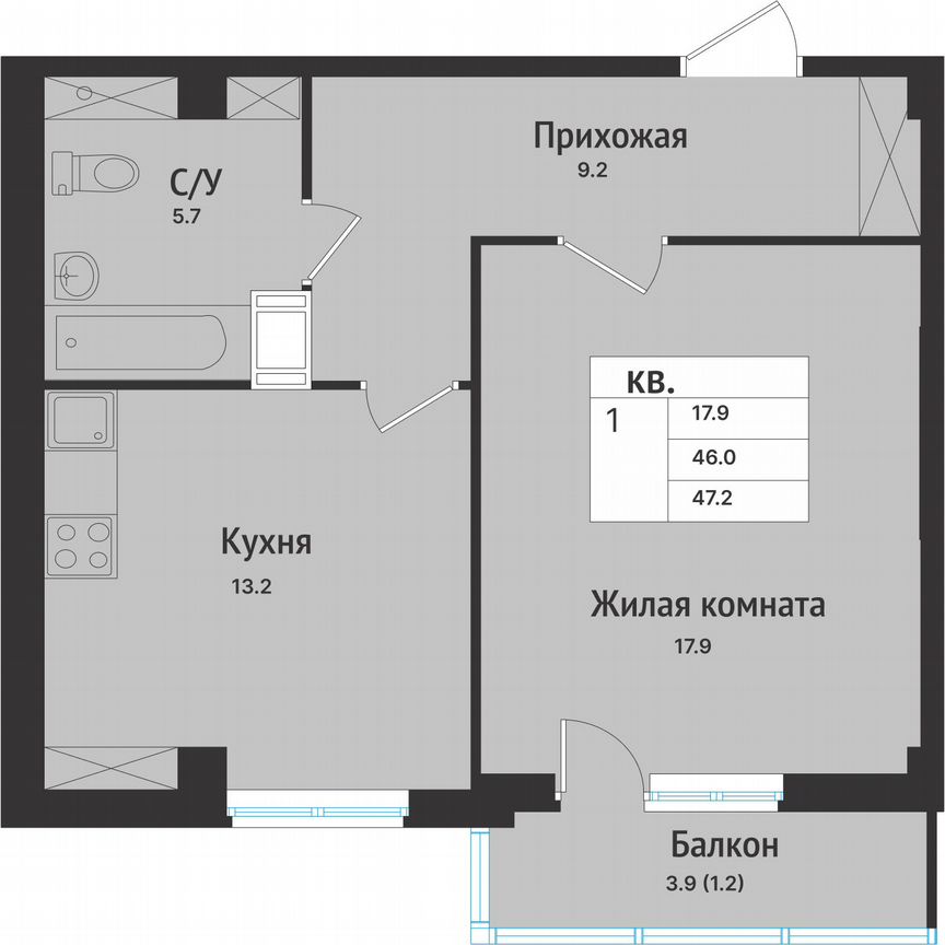 1-к. квартира, 49,9 м², 6/10 эт.