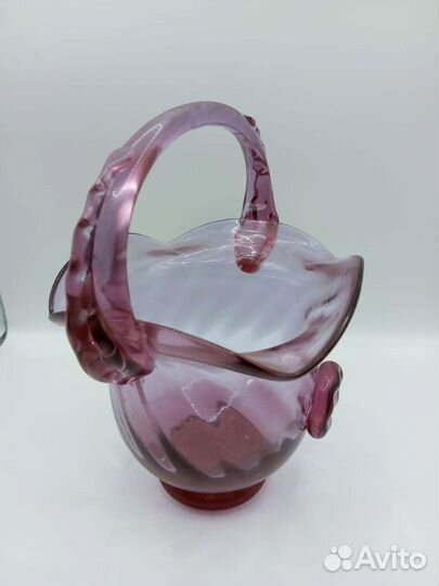 Ваза корзинка цветное стекло