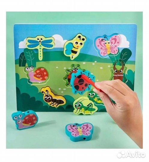 Развивающие игрушки, рыбалка, шнуровка, вкладыши