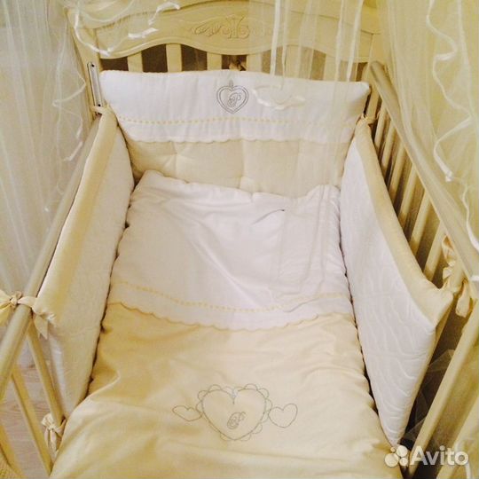 Кровать, Бортики и постельное picci в кроватку