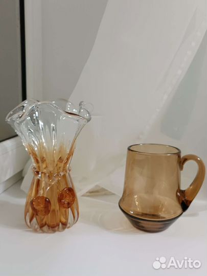 Ваза цветное стекло винтаж