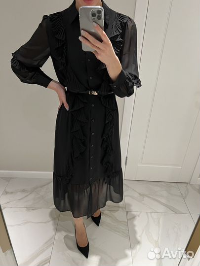 Черное платье миди Mango