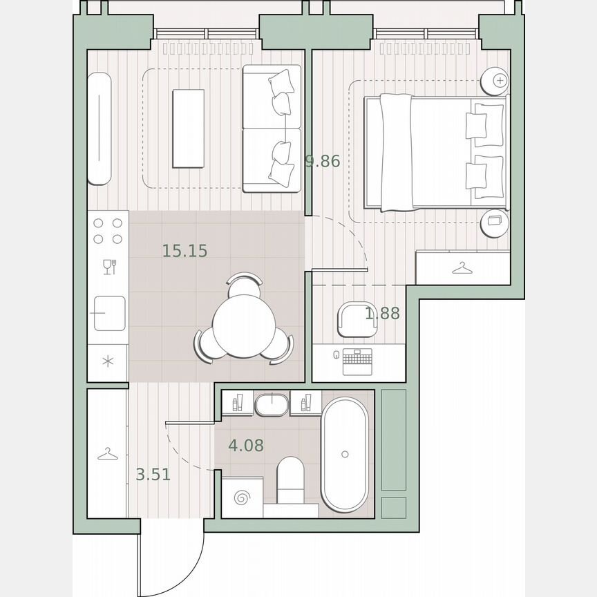 1-к. квартира, 34,5 м², 27/30 эт.