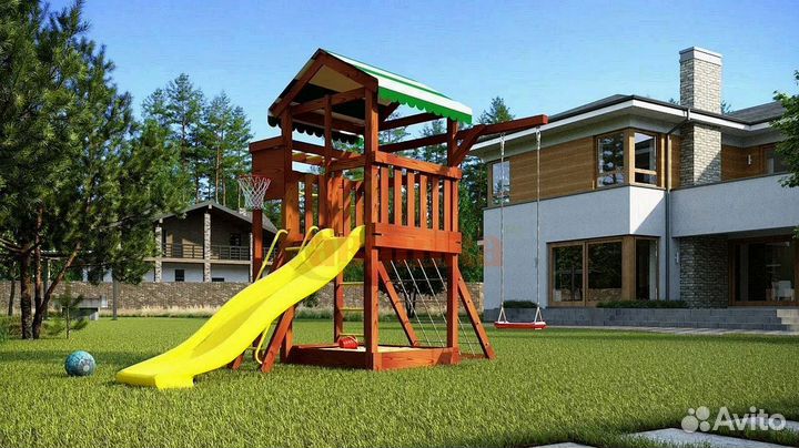Детский домик песочница горка качели для дачи
