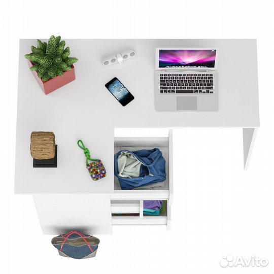 Угловой компьютерный стол Мори мс-16 левый белый, 124,4х84,9х76,6 см, ящики слева, не универсальная