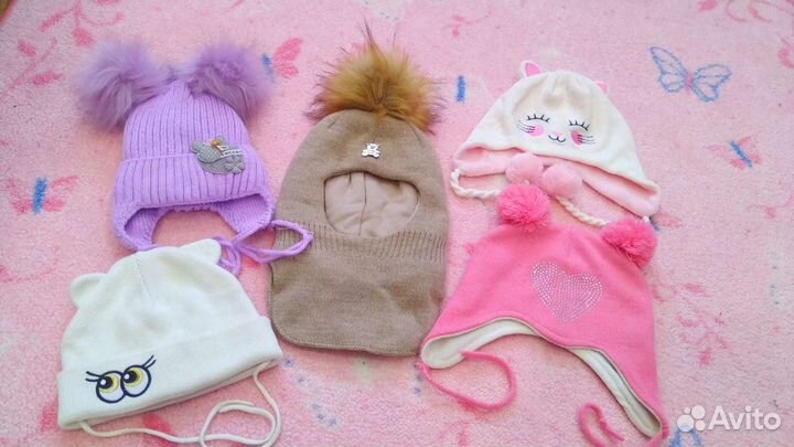 Шапки для девочки 1-3 года на 3-6 лет