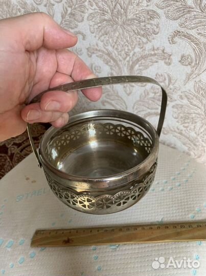 Конфетница СССР. Стекло и металл