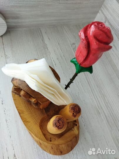 Посуда из дерева салфетница + солонка и перечница