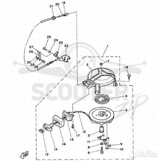 Ручной стартер Yamaha (Ямаха) 4-5 л.с 4 такта