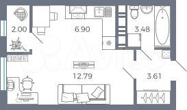 Квартира-студия, 28,8 м², 12/17 эт.