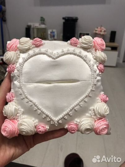 Подушечка для колец свадебных ручная работа