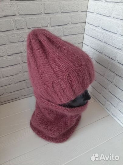 Шапка и снуд ангора демисезон