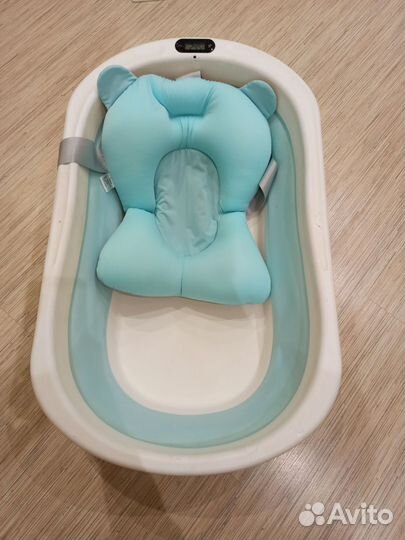 Детская складная ванночка с матрасом и термометром