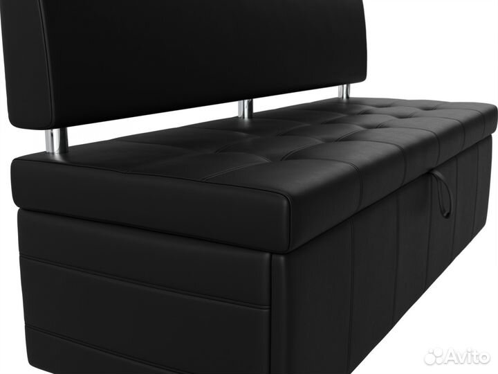 Диван кухонный прямой Стоун, экокожа, черный