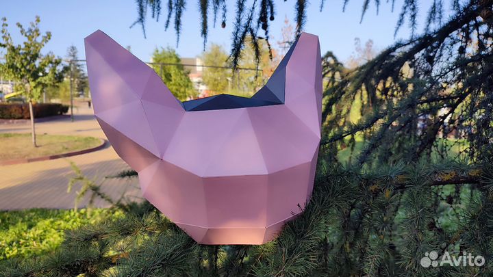 Маска кошка кот полигональная бумажная