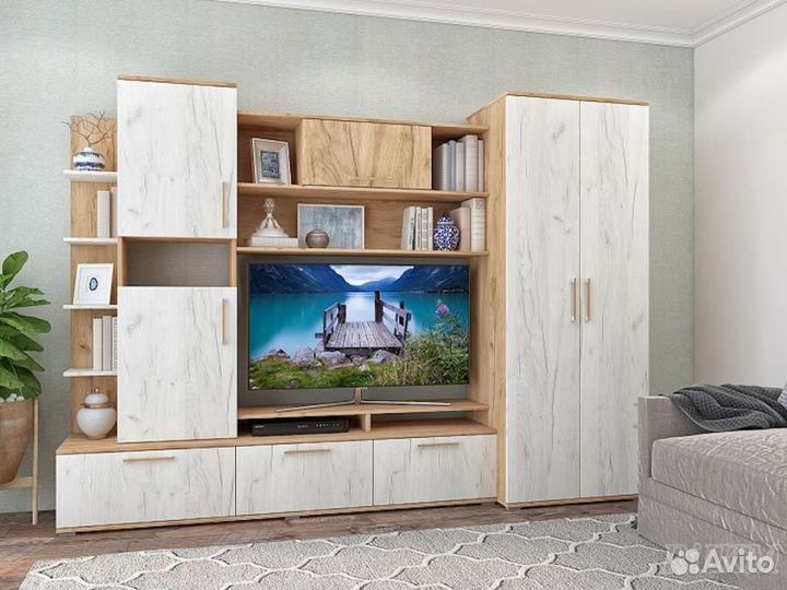 Гостиная Денвер 2,53 дуб золотой/дуб белый