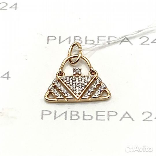 Золотая подвеска с фианитами 585 пробы 1.19 грамм