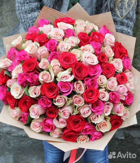 55 роз, 101 роза. Букеты гиганты из роз. Розы