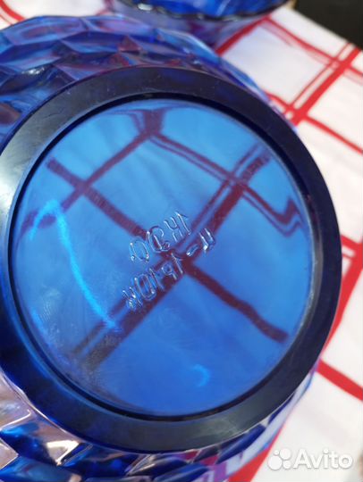 Ваза салатник синий кобальтовое стекло СССР