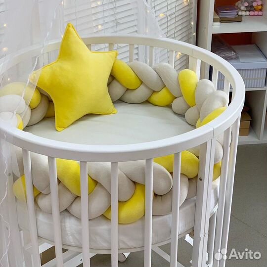 Кроватка для новорожденных круглая из бука