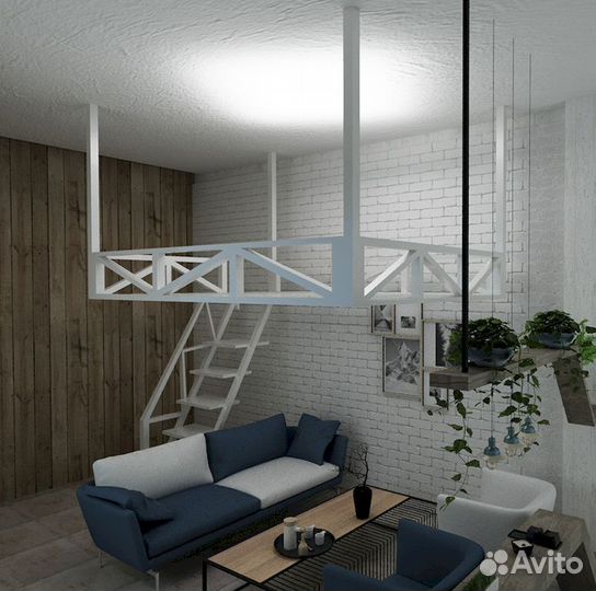 Кровать чердак в стиле лофт для подростка