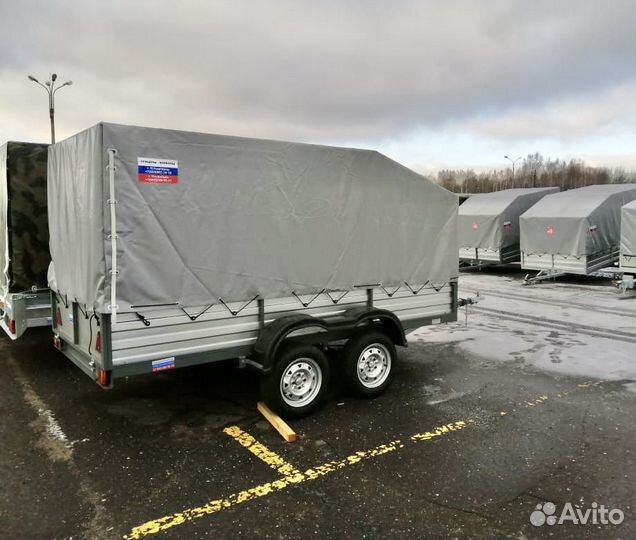 Двухосный прицеп 3,5х1,5 R13 c тентом