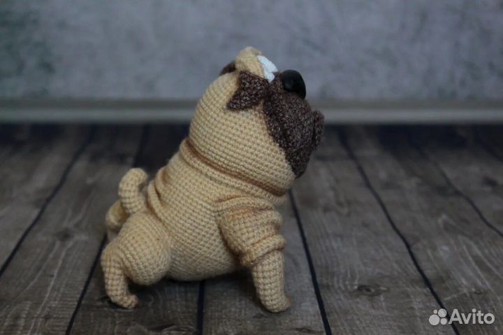 Мопс игрушка. Амигуруми