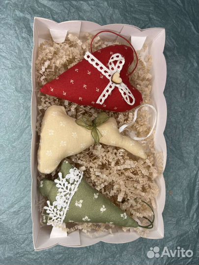 Набор новогодних текстильных игрушек ручной работы