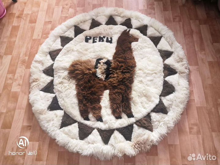Ковёр Перу лама альпака натуральный мех d 1,30