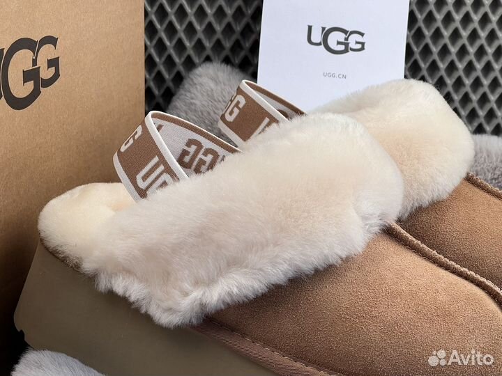 Тапочки Ugg Funkette Suede Platform Chestnut