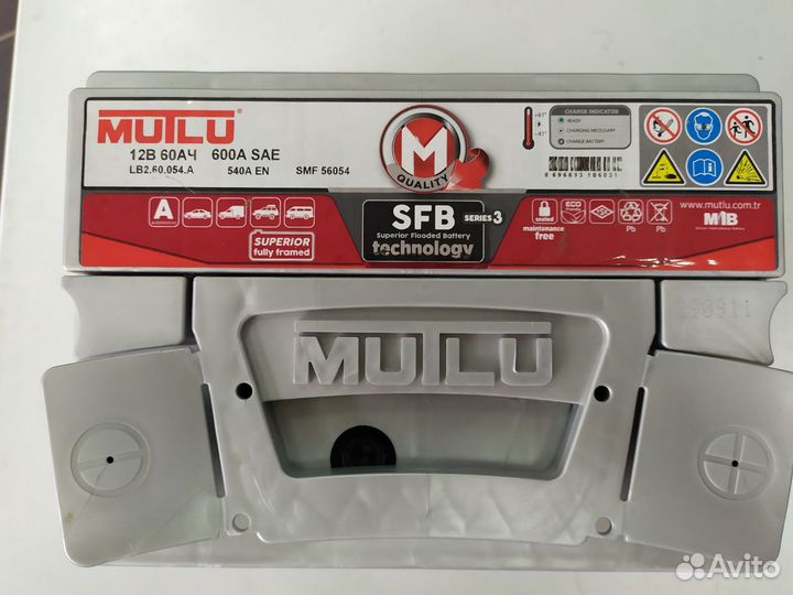 Аккумулятор 60Ач 540А Mutlu SFB низкий обратный