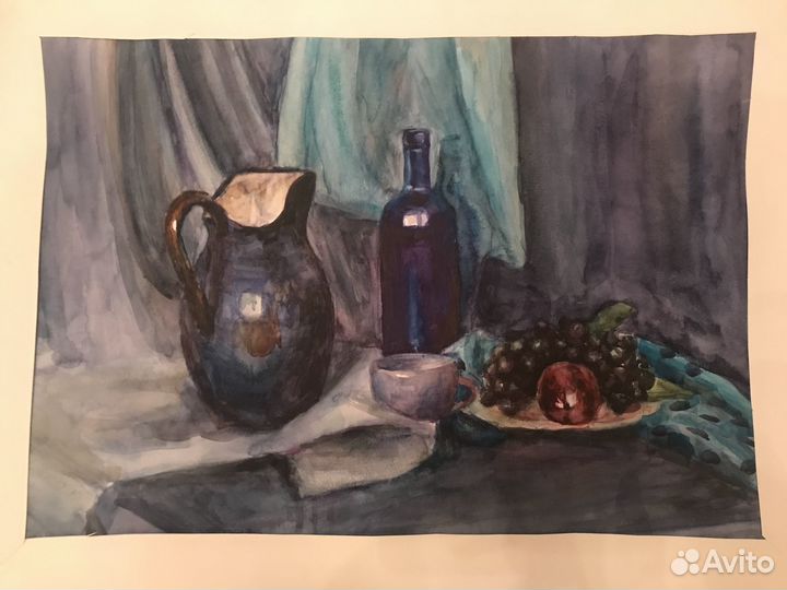 Акварельная живопись на бумаге, натюрморт 40/50