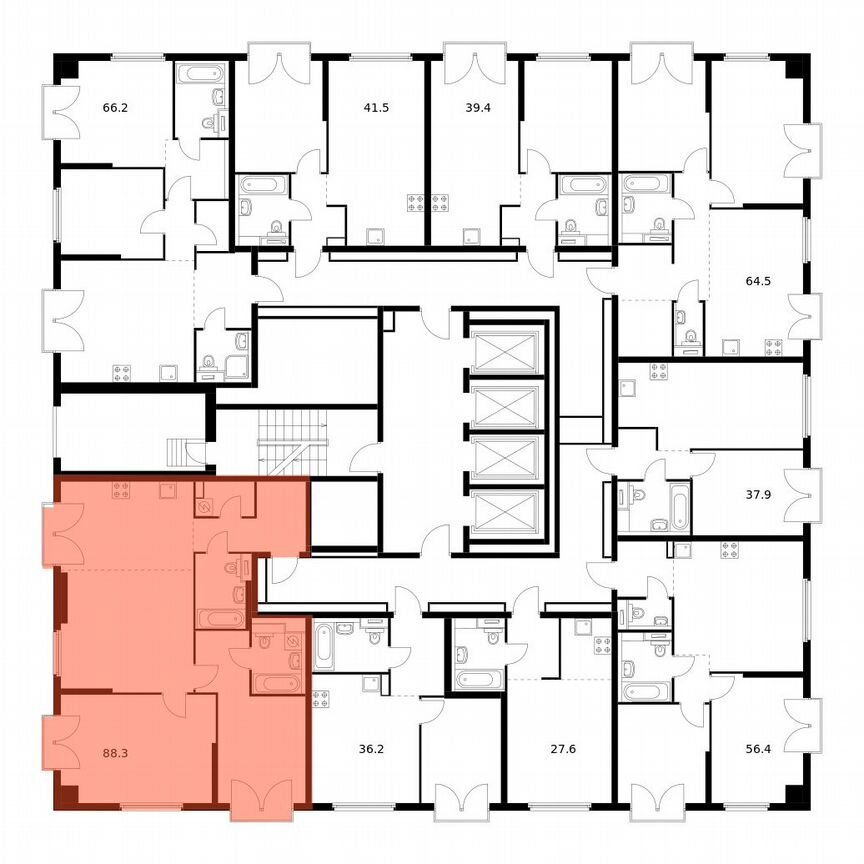 2-к. квартира, 88,3 м², 9/32 эт.