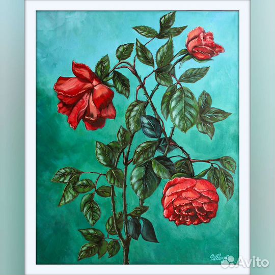 Картина маслом красные розы