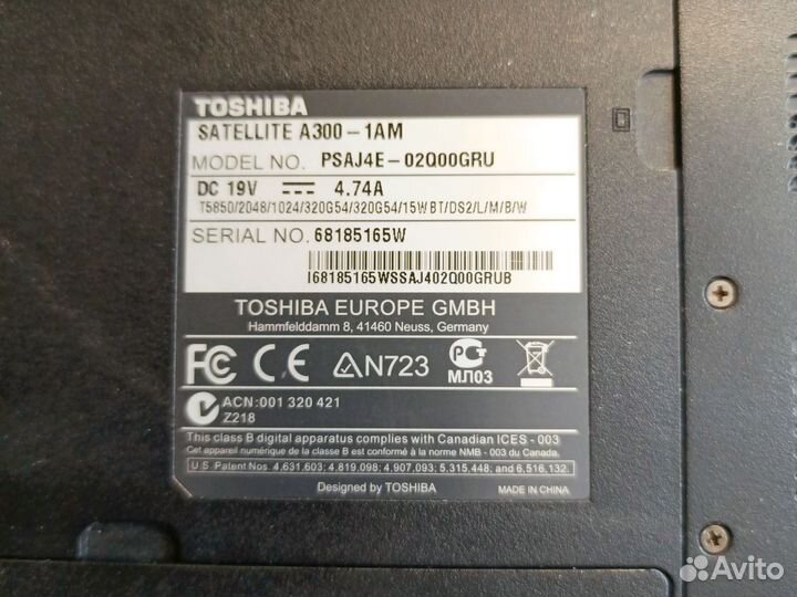 Ноутбук toshiba satellite a300