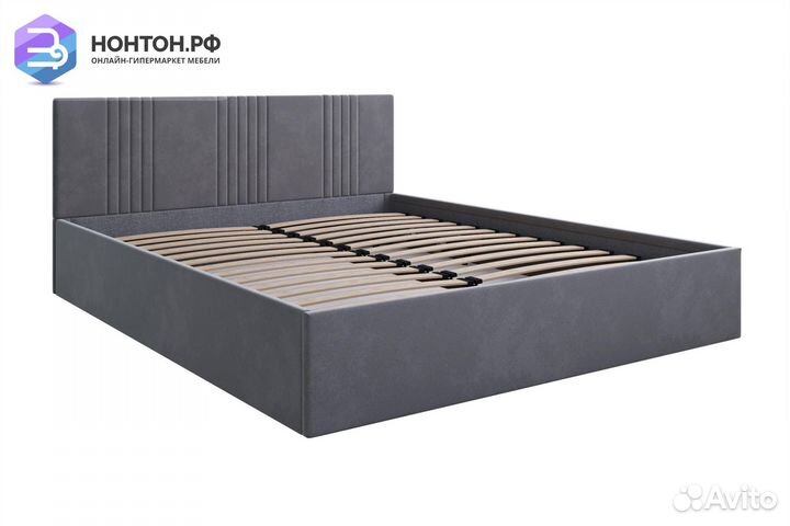 Кровать Амелия велюр серый