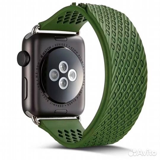Ремешок силикон сетч Apple Watch 42-49мм зеленый