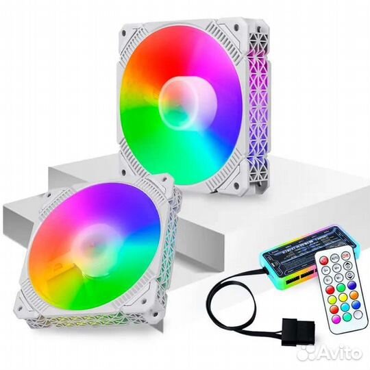 Комплект вентиляторов для пк белые argb с пультом