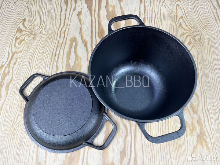 Казан чугунный с крышкой сковородой