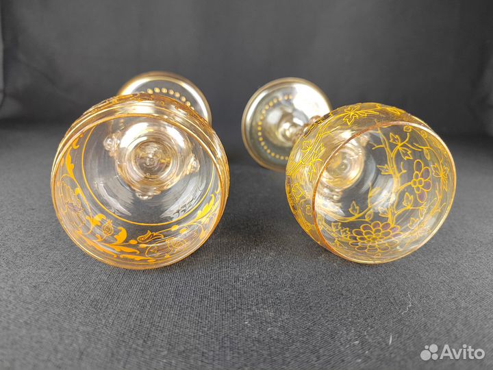 Бокал Рёмер Антикварный стекло позолота эмаль 2 шт
