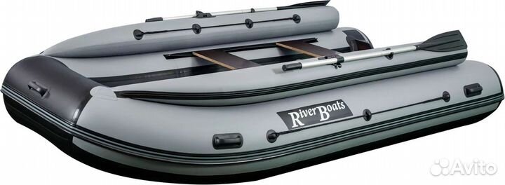 Надувная лодка пвх, RiverBoats RB 370 нднд, ф/б, серо-белый RB370ndfbgw